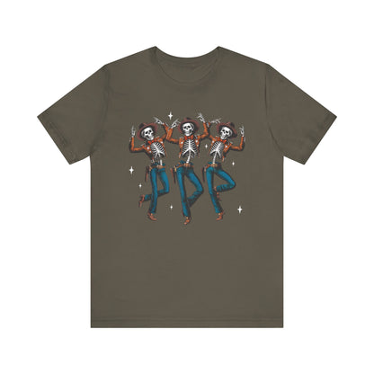 Halloween Western Dancing Skeletons Cowboy Creepy Country T-Shirt