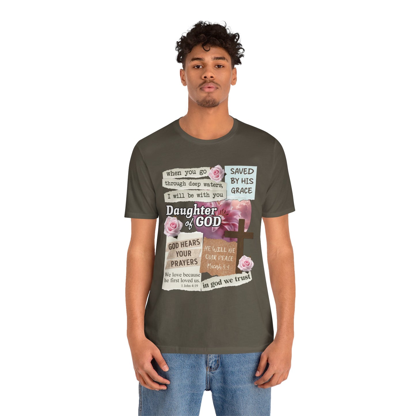 Daughter of God Shirt – Christian Floral Bible Verse Encouraging Faith Tee for Women