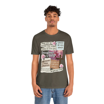 Daughter of God Shirt – Christian Floral Bible Verse Encouraging Faith Tee for Women