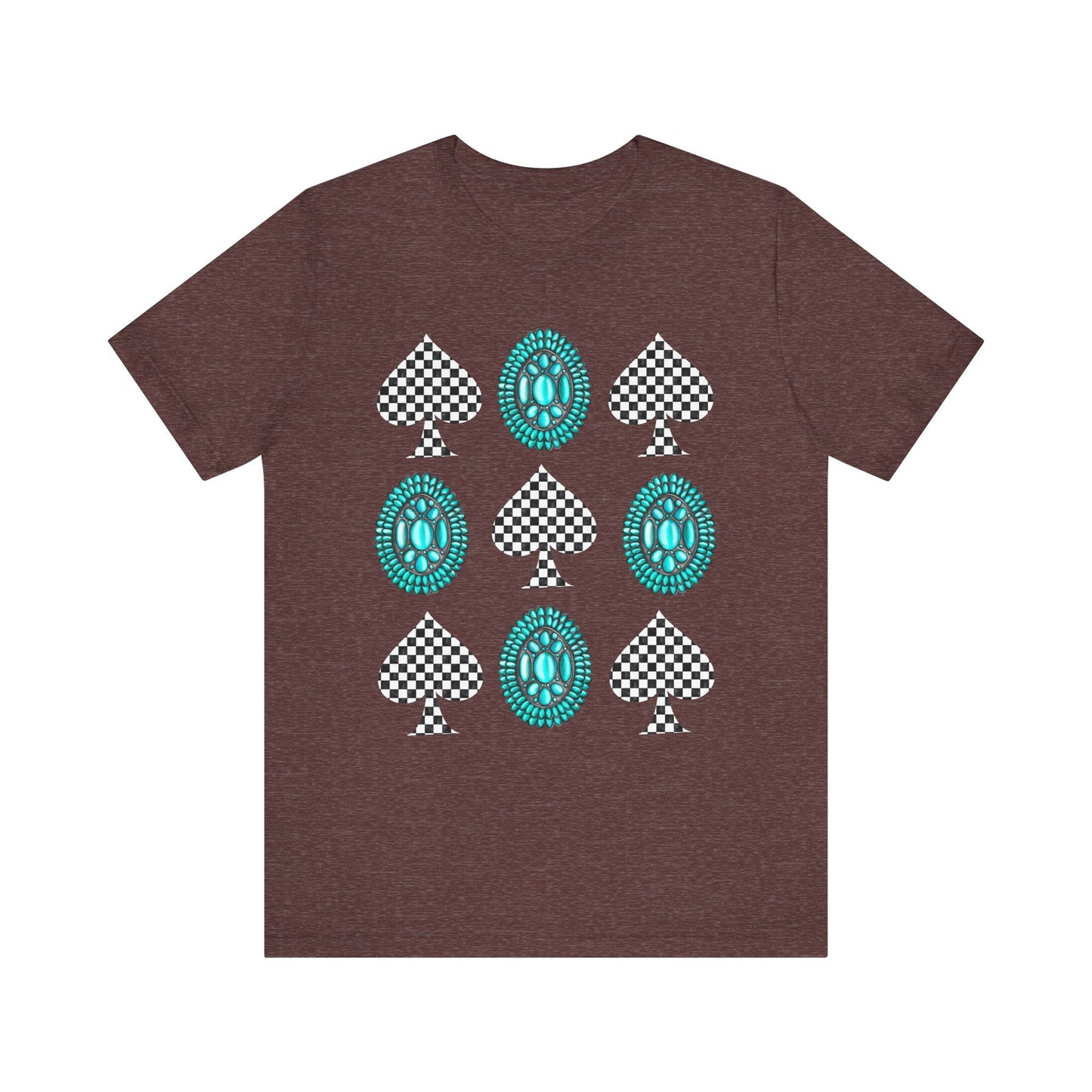 Western Turquoise Stone Shirt – Gemstone Playing Card Texas Rodeo Tee