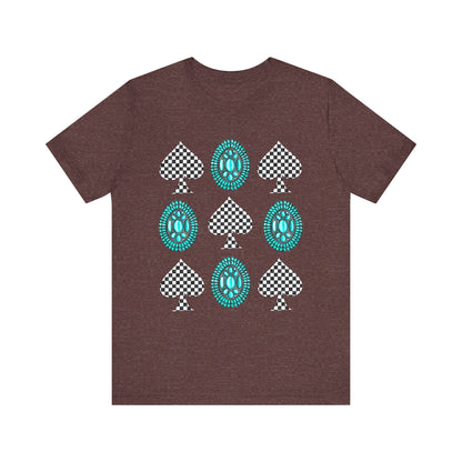 Western Turquoise Stone Shirt – Gemstone Playing Card Texas Rodeo Tee