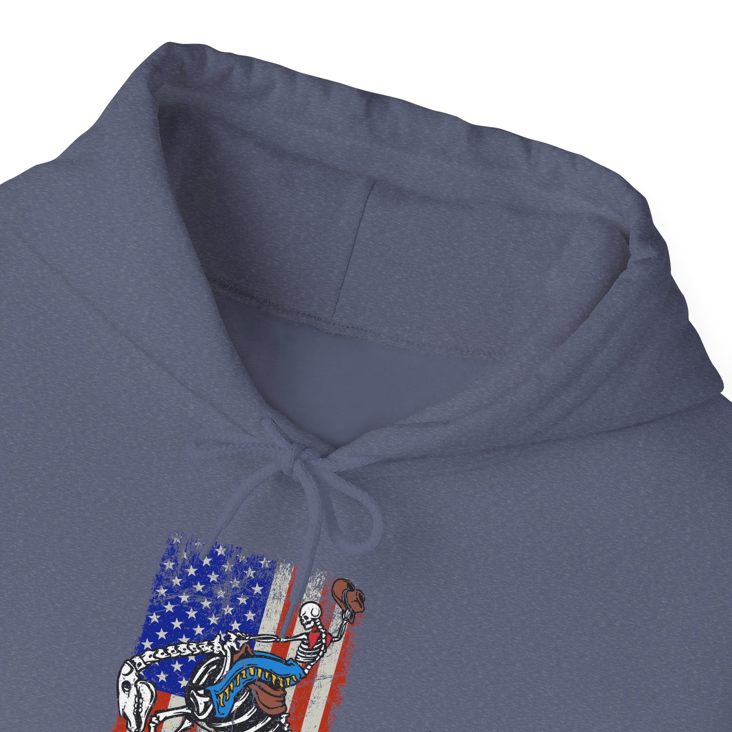 US Flag Skeleton Cowboy Hoodie – Western Horse Riding Rodeo Pullover