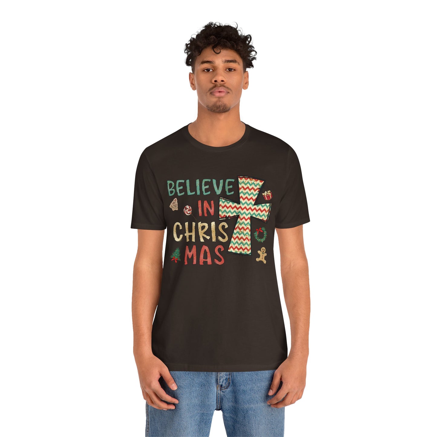 Believe in Christ-Mas Shirt – Retro Christian Jesus Vintage Holiday Faith Tee
