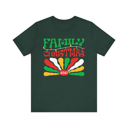 Family Christmas 2025 Shirt – Retro Groovy Matching Holiday Sunburst Tee