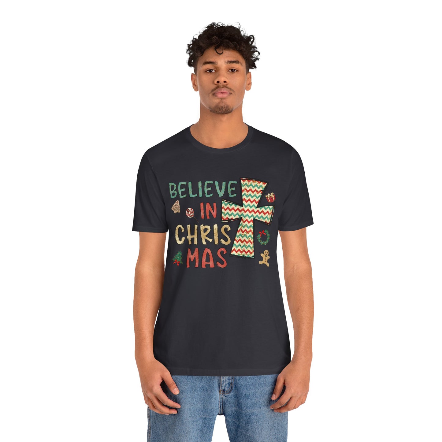 Believe in Christ-Mas Shirt – Retro Christian Jesus Vintage Holiday Faith Tee