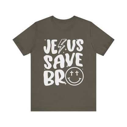 Jesus Saves Bro Shirt – Funny Retro Christian Cross Christmas Faith Tee