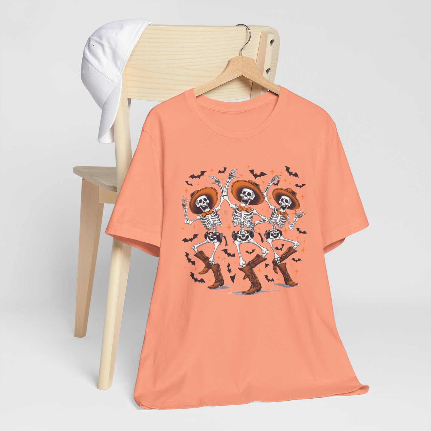 Dancing Skeleton Cowboy Western Rodeo Halloween Spooky Vibes T-Shirt