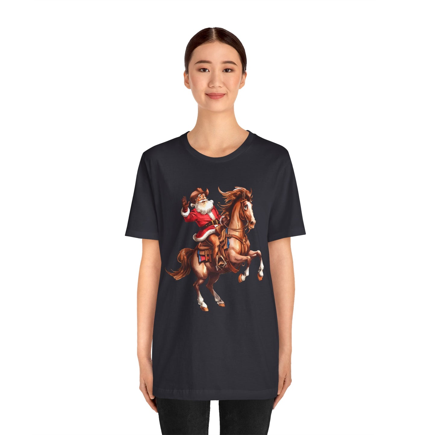 Cowboy Santa on Bucking Horse Shirt – Funny Western Rodeo Christmas Tee