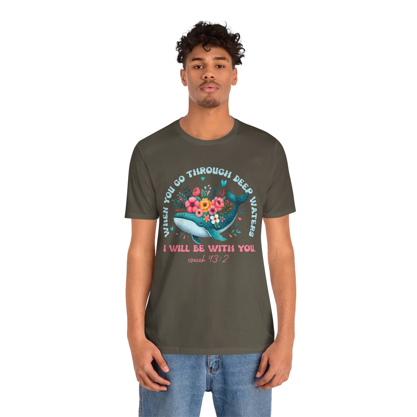 When You Go Through Deep Waters Shirt – Isaiah 43:2 Groovy Christian Faith Tee