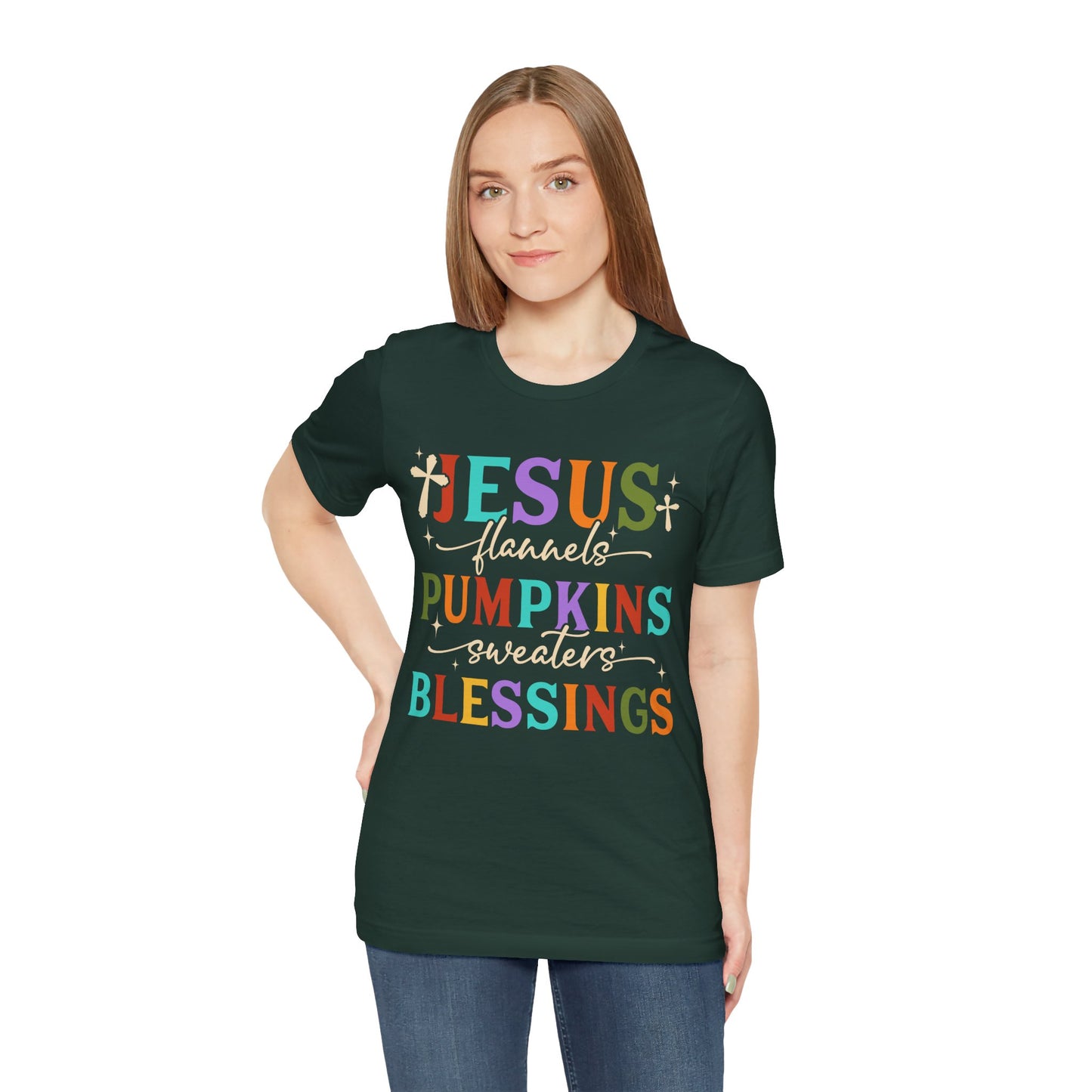 Jesus Flannels Pumpkins & Blessings Shirt – Christian Fall Thanksgiving Tee