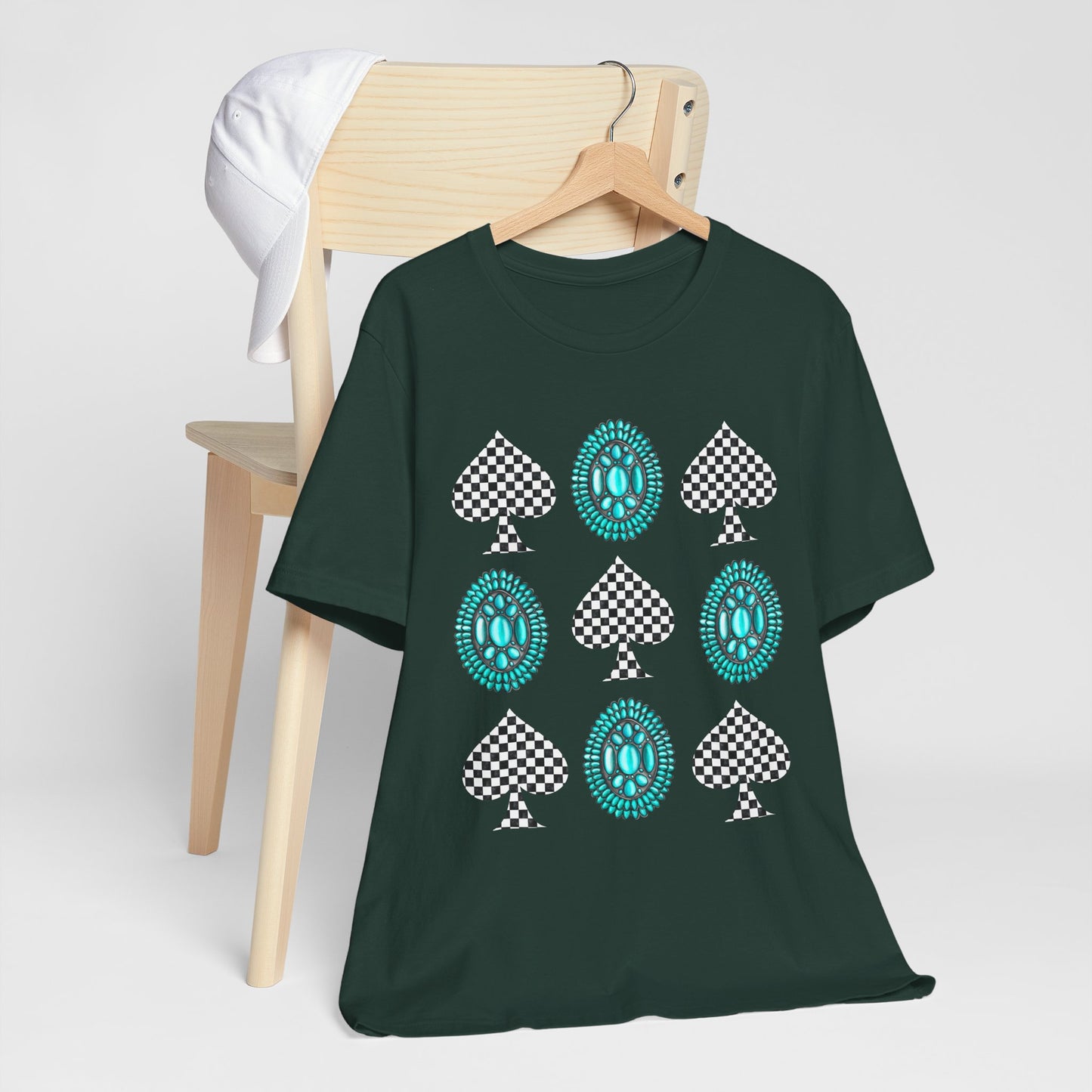 Western Turquoise Stone Shirt – Gemstone Playing Card Texas Rodeo Tee
