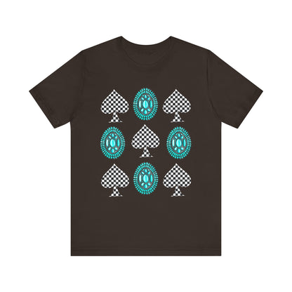 Western Turquoise Stone Shirt – Gemstone Playing Card Texas Rodeo Tee