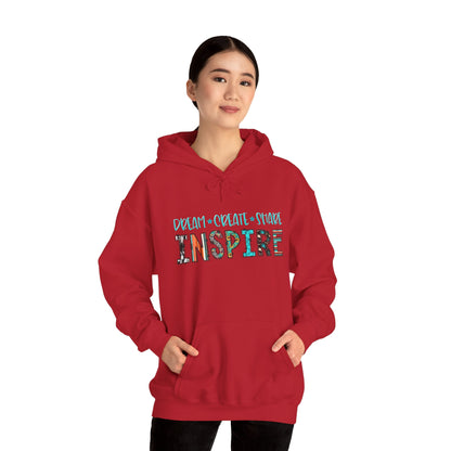 Dream Create Share Inspire Hoodie – Motivational Teacher Western Pullover