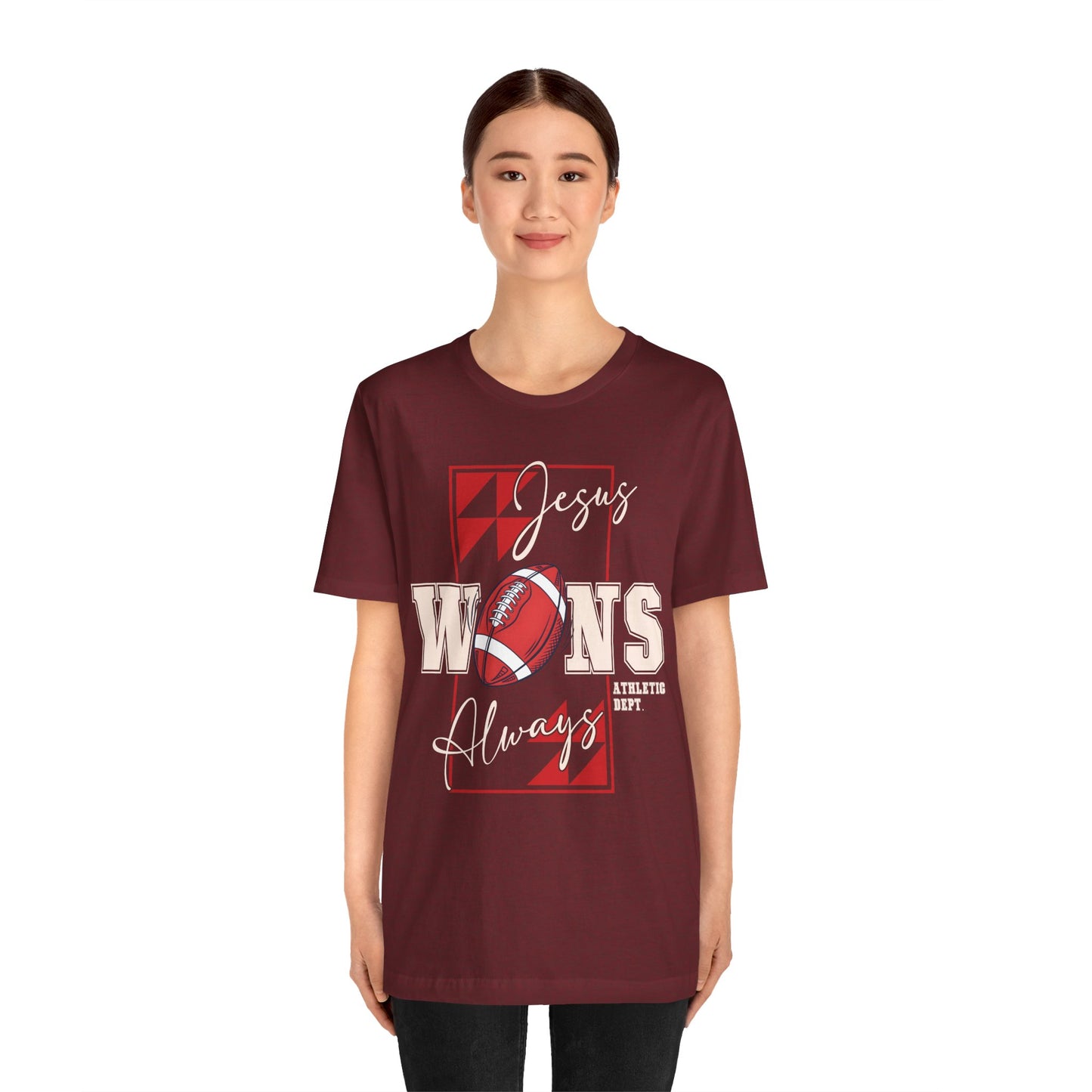 Jesus Wins Always Shirt – Christian Football Faith Player Sports Tee