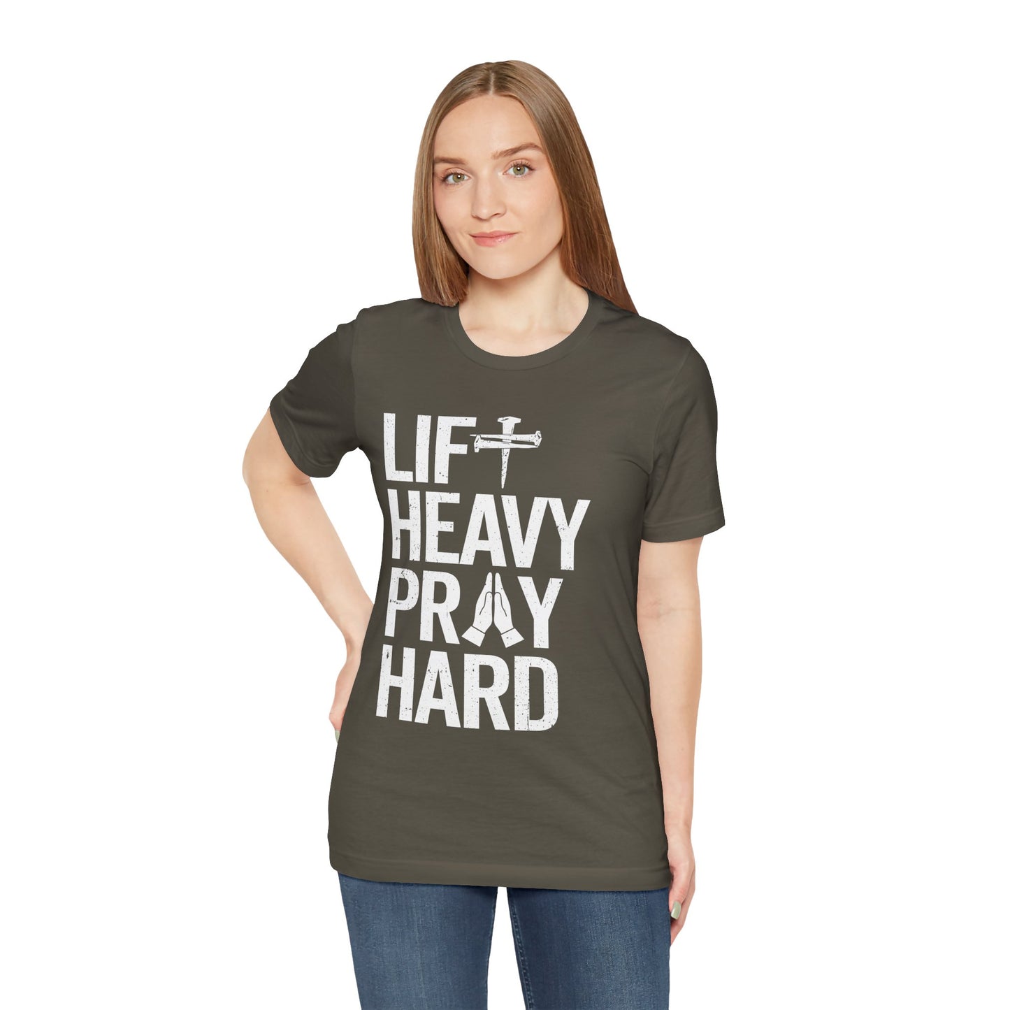Lift Heavy Pray Hard Cross Nails Trendy Christ Gym Vintage T-Shirt