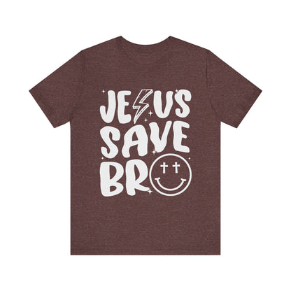 Jesus Saves Bro Shirt – Funny Retro Christian Cross Christmas Faith Tee
