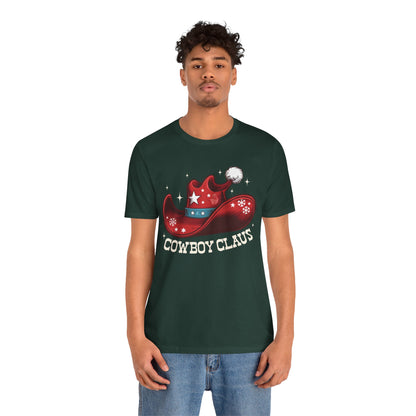 Cowboy Claus Christmas Shirt – Western Santa Hat Funny Cowboy Holiday Tee