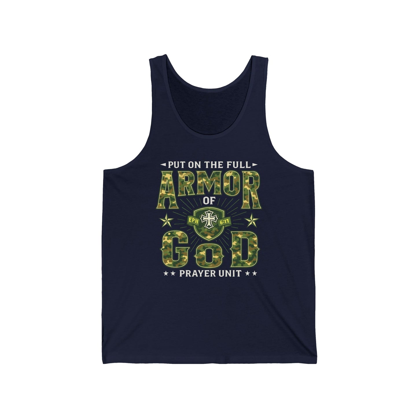 Armor of God Camo Tank – Christian Prayer Warrior Faith Unisex Jersey