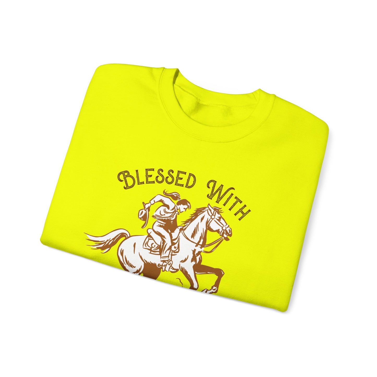 Blessed with a Cowgirl Sweatshirt – Retro Christian Western Rodeo Pullover