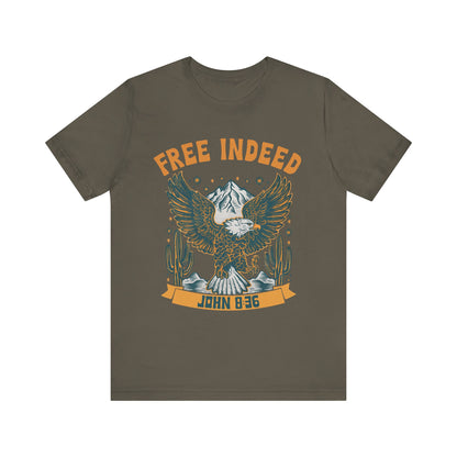 Free Indeed Shirt – Vintage John 8:36 Christian Eagle Bible Prayer Tee