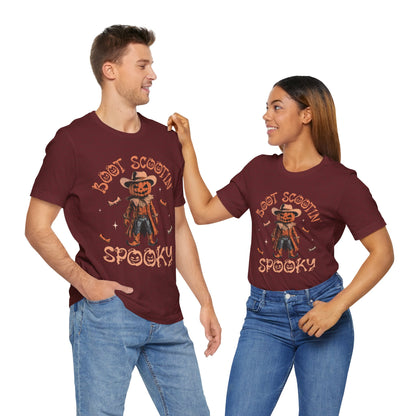 Boot Scootin’ Spooky Shirt – Funny Cowboy Pumpkin Head Western Halloween Tee