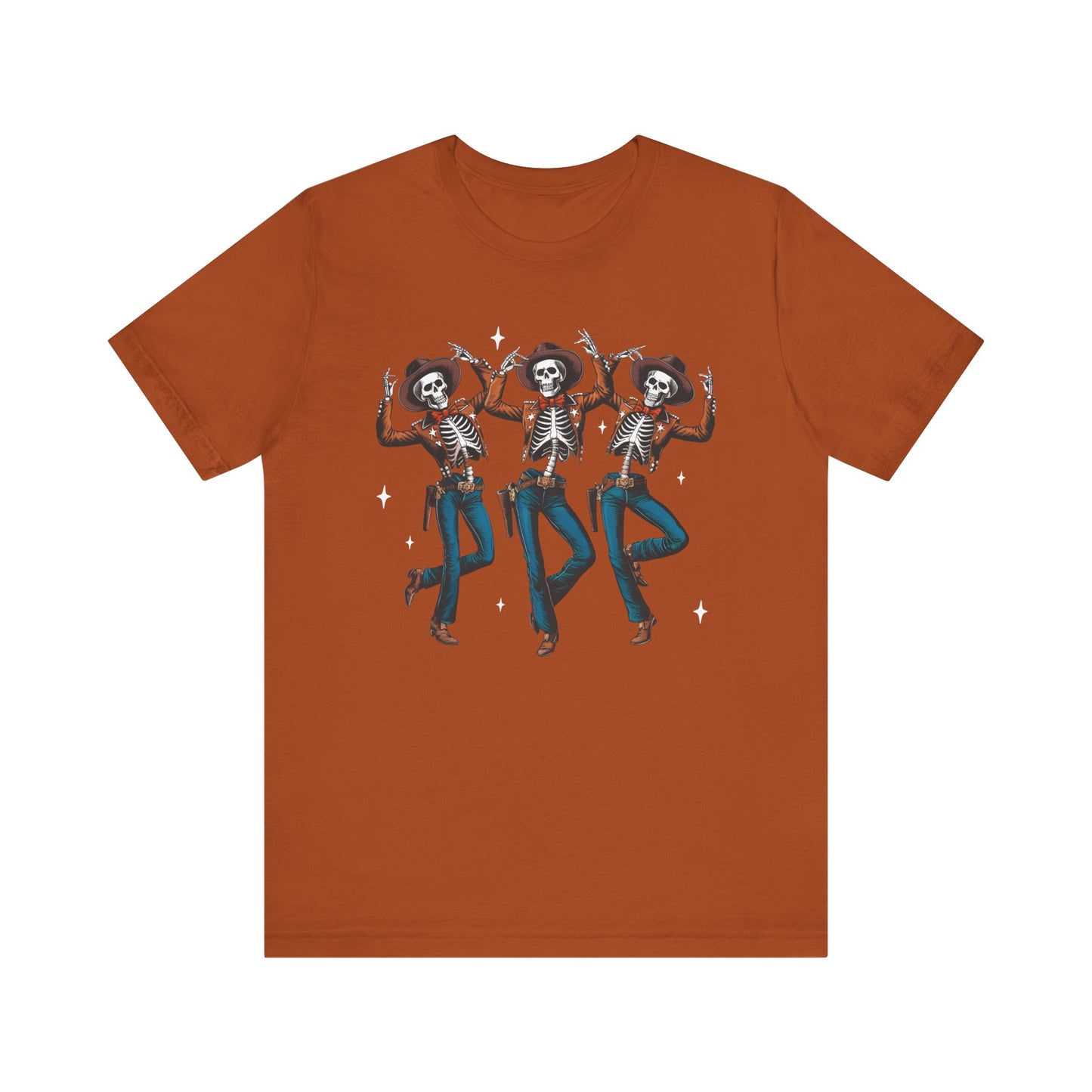 Halloween Western Dancing Skeletons Cowboy Creepy Country T-Shirt