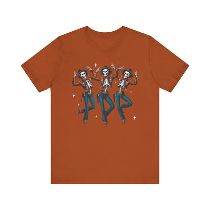 Halloween Western Dancing Skeletons Cowboy Creepy Country T-Shirt