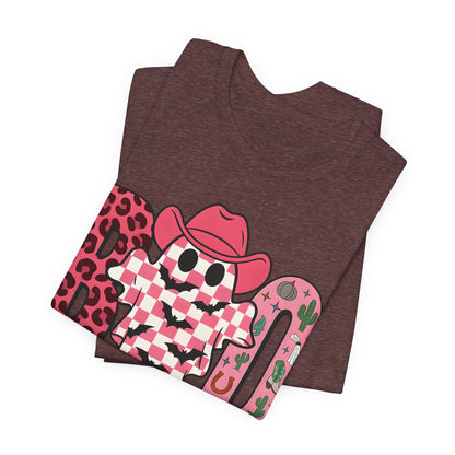 Pink BOO Shirt – Western Ghost Cowgirl Hat Halloween Tee