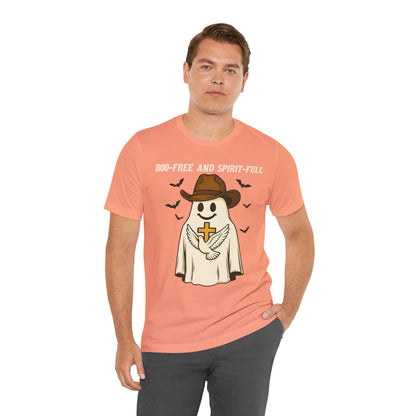 Boo Free and Spirit Full Shirt – Christian Ghost Cowboy Halloween Faith Tee