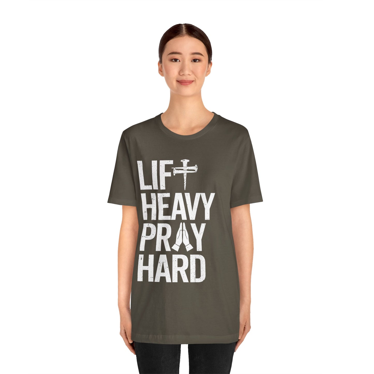 Lift Heavy Pray Hard Cross Nails Trendy Christ Gym Vintage T-Shirt
