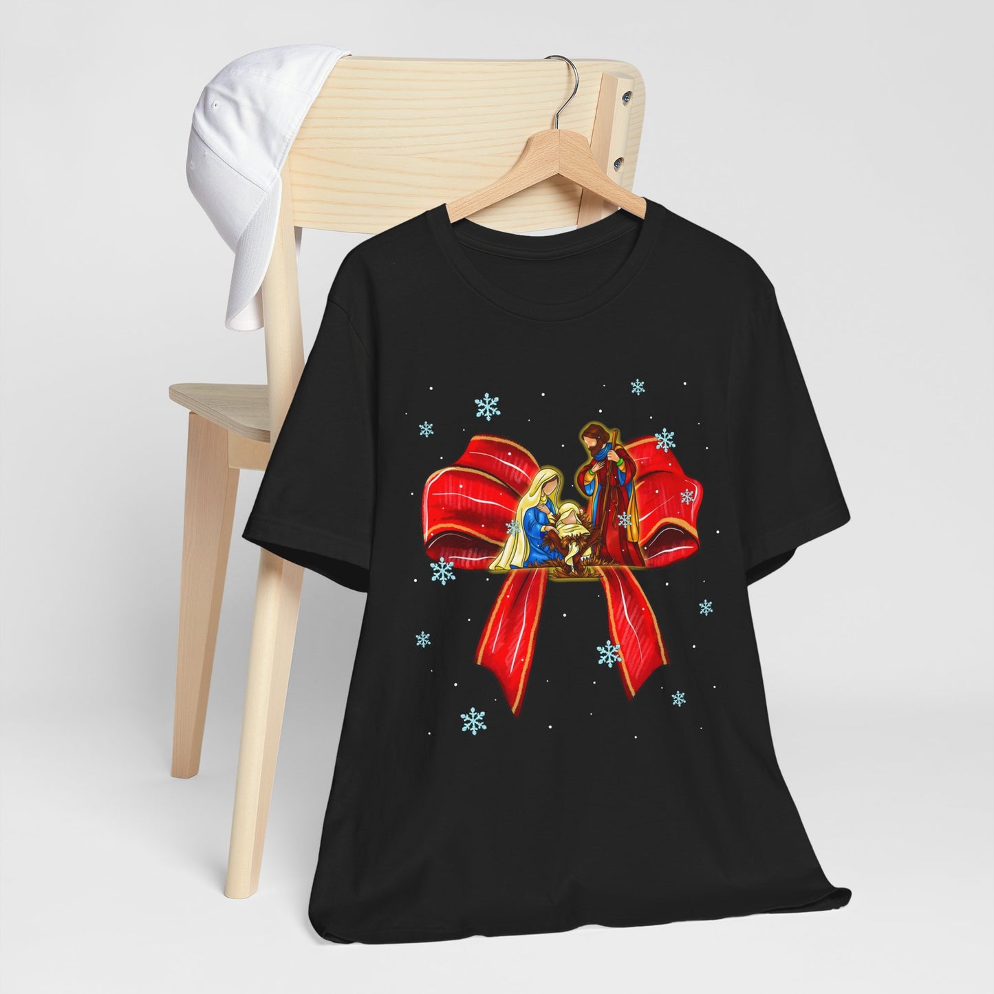 Nativity Scene Christmas Shirt – Coquette Bow Faith Holiday Pajama Tee