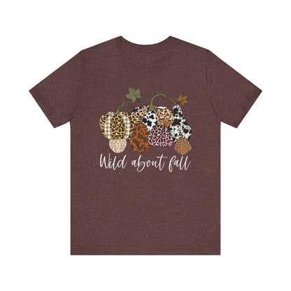 Wild About Fall Shirt – Pumpkin Leopard Plaid Autumn Thanksgiving Tee