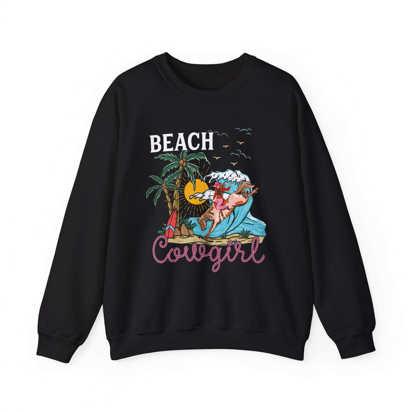 Beach Cowgirl Sweatshirt – Tropical Palm Tree Western Rodeo Texas Pullover