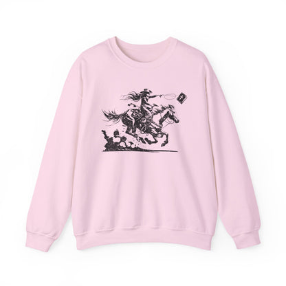 Cowgirl Riding Horse Sweatshirt – Christian Scripture Western Rodeo Texas Pullover