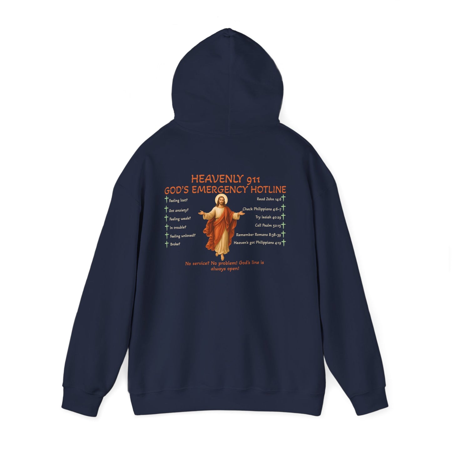 Heavenly 911 Hoodie – God’s Emergency Hotline Christian Bible Verse Pullover