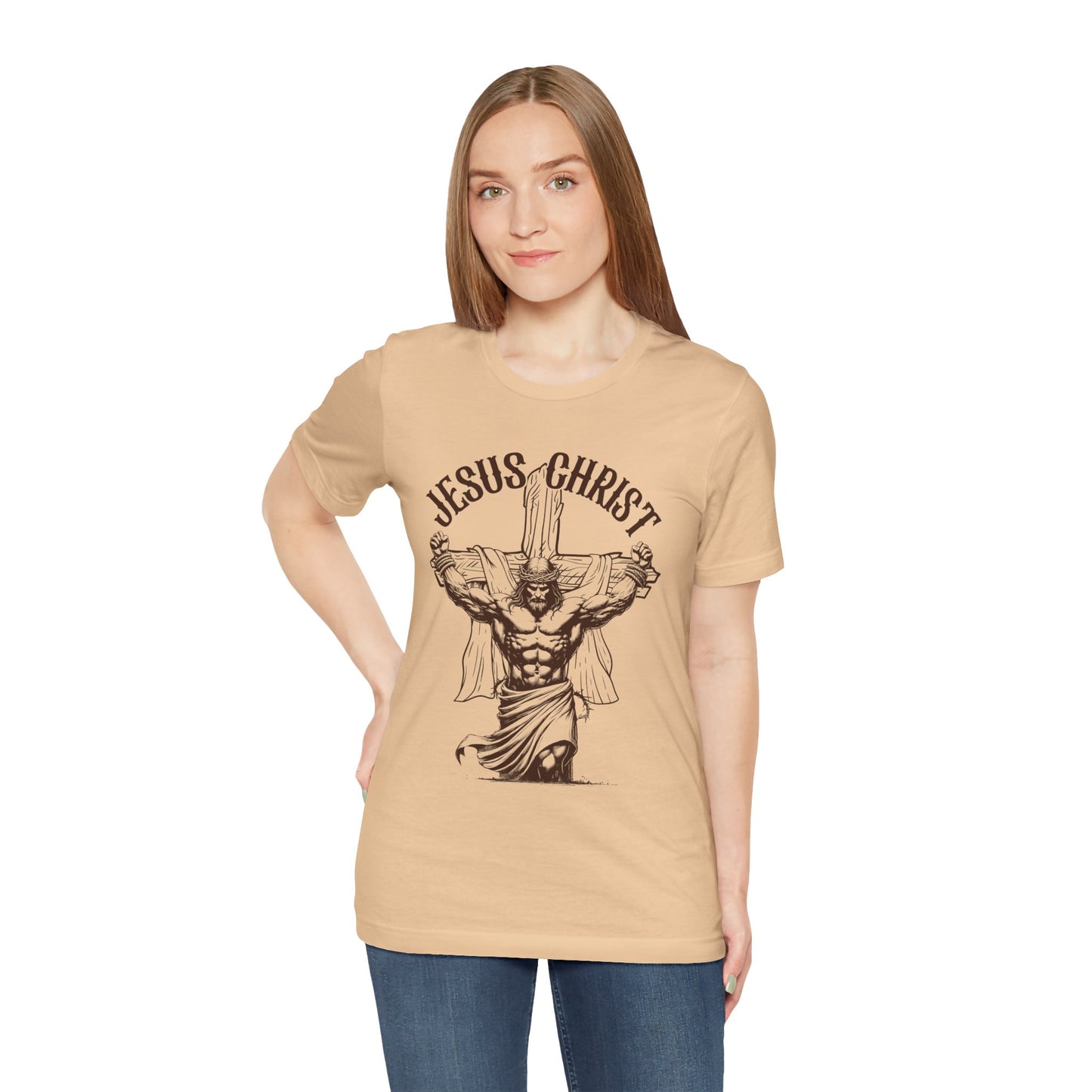 Jesus Christ Cross Faith Funny  Christian Workout Gym Retro T-Shirt