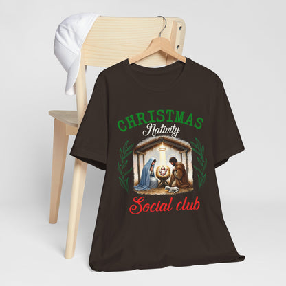 Christmas Nativity Social Club Shirt – Christian Nativity Scene Faith Holiday Tee