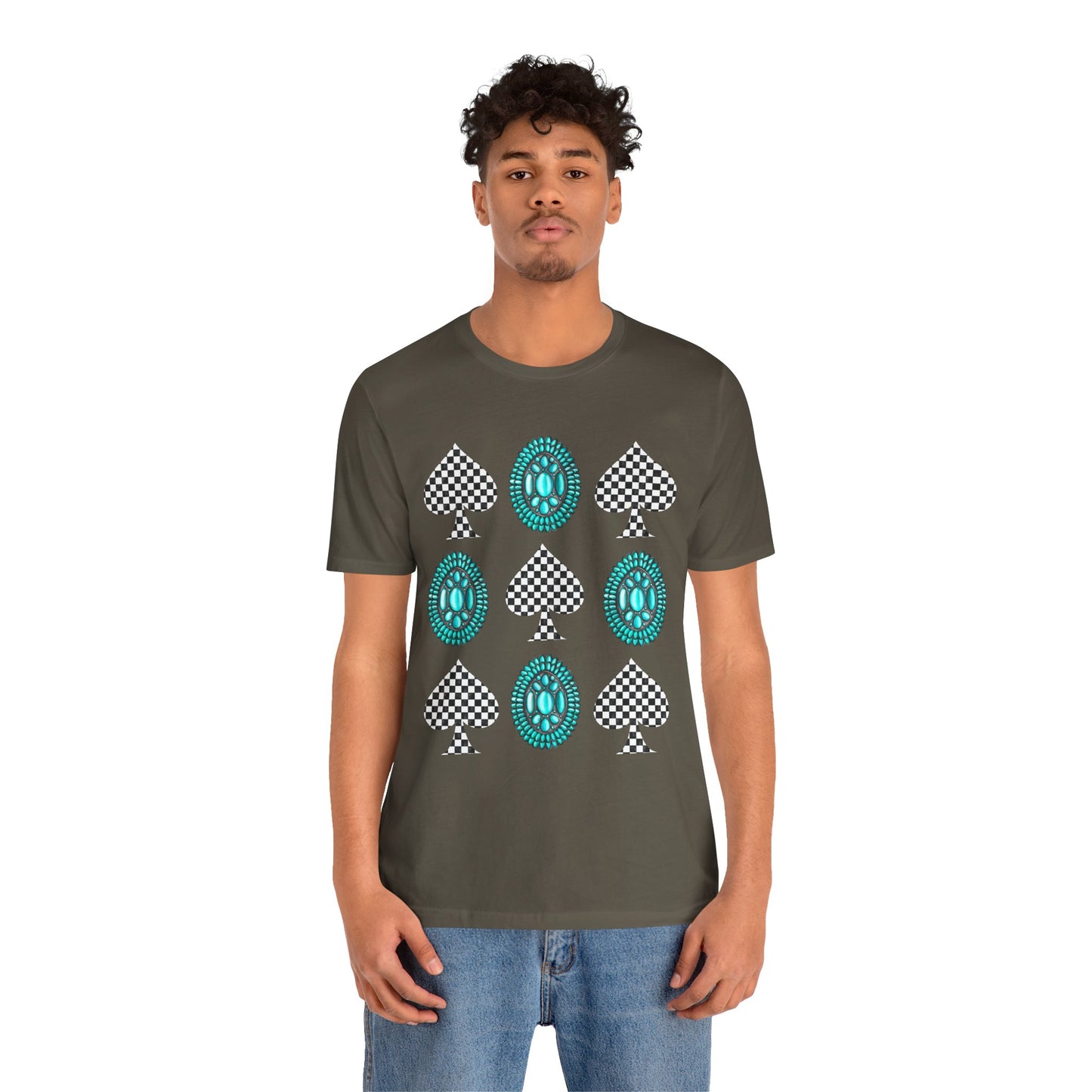 Western Turquoise Stone Shirt – Gemstone Playing Card Texas Rodeo Tee