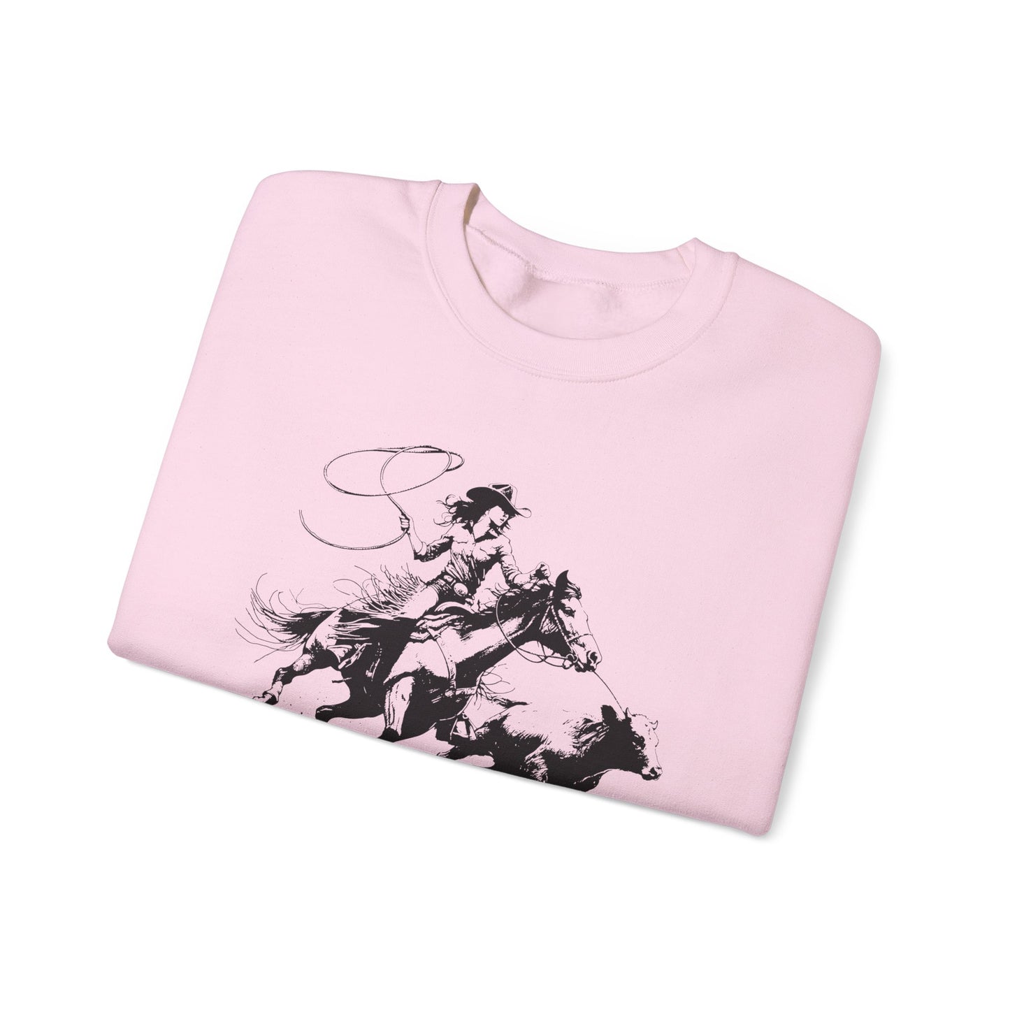 Cowgirl Roping Calf Sweatshirt – Western Horse Rodeo Racing Farm Pullover