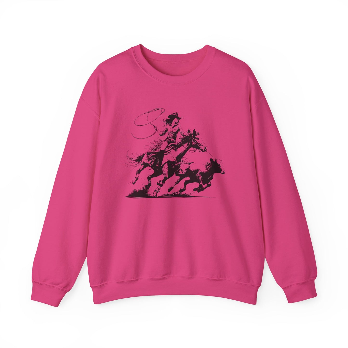 Cowgirl Roping Calf Sweatshirt – Western Horse Rodeo Racing Farm Pullover