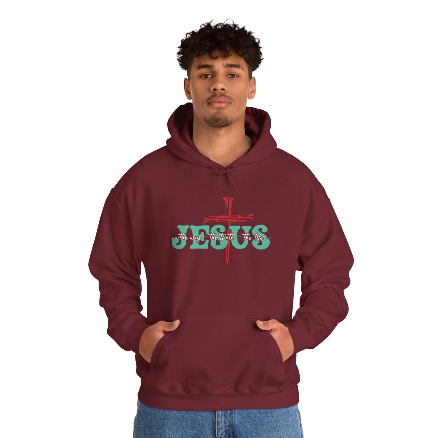 The Way Truth Life Christ Jesus Cross Nails Christian Bible Hoodie