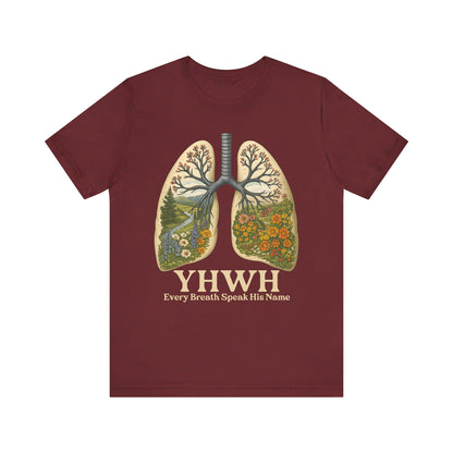 YHWH Every Breath Speaks His Name Shirt – Christian Forest Lungs Tee