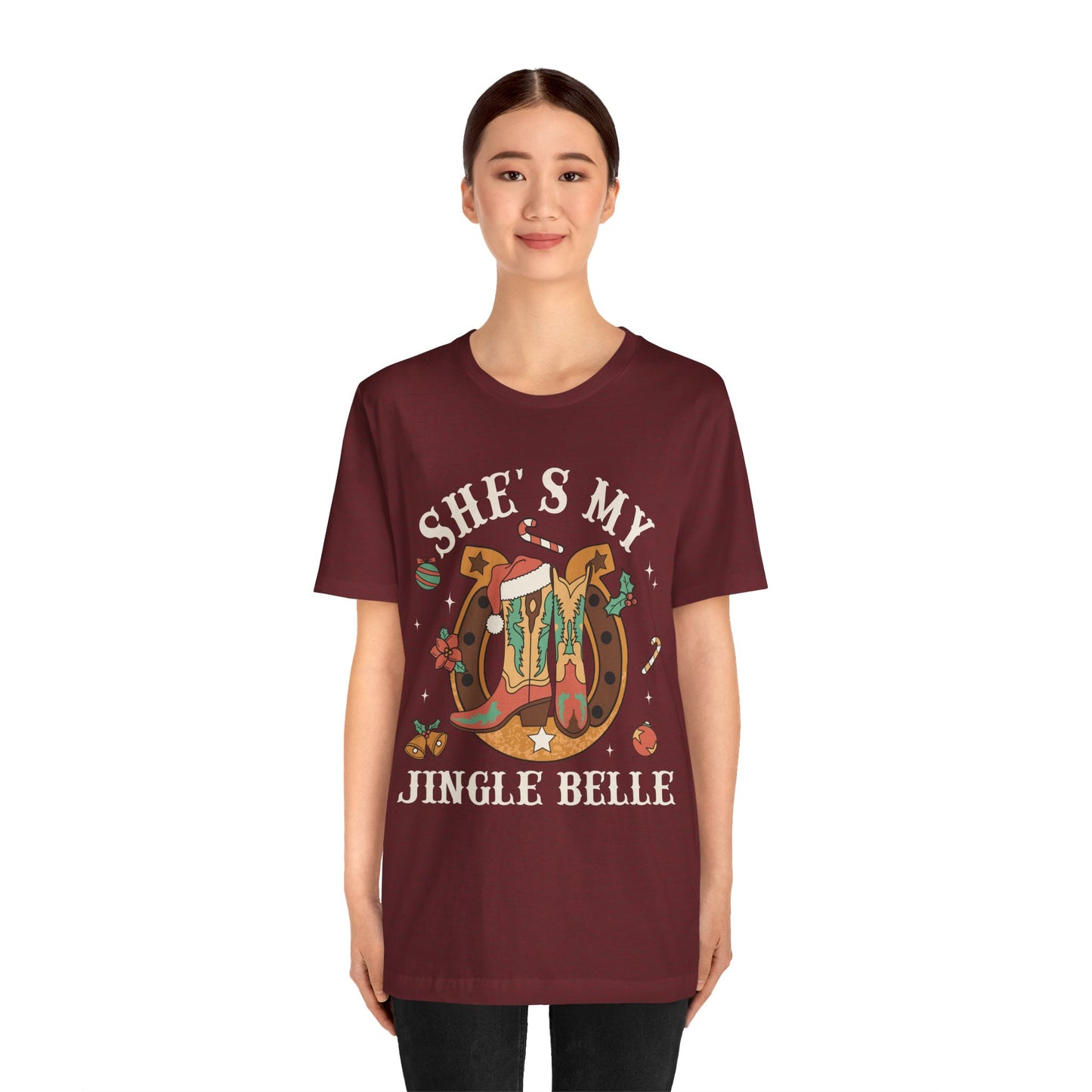 She’s My Jingle Bell Shirt – Cute Western Cowboy Cowgirl Matching Christmas Tee