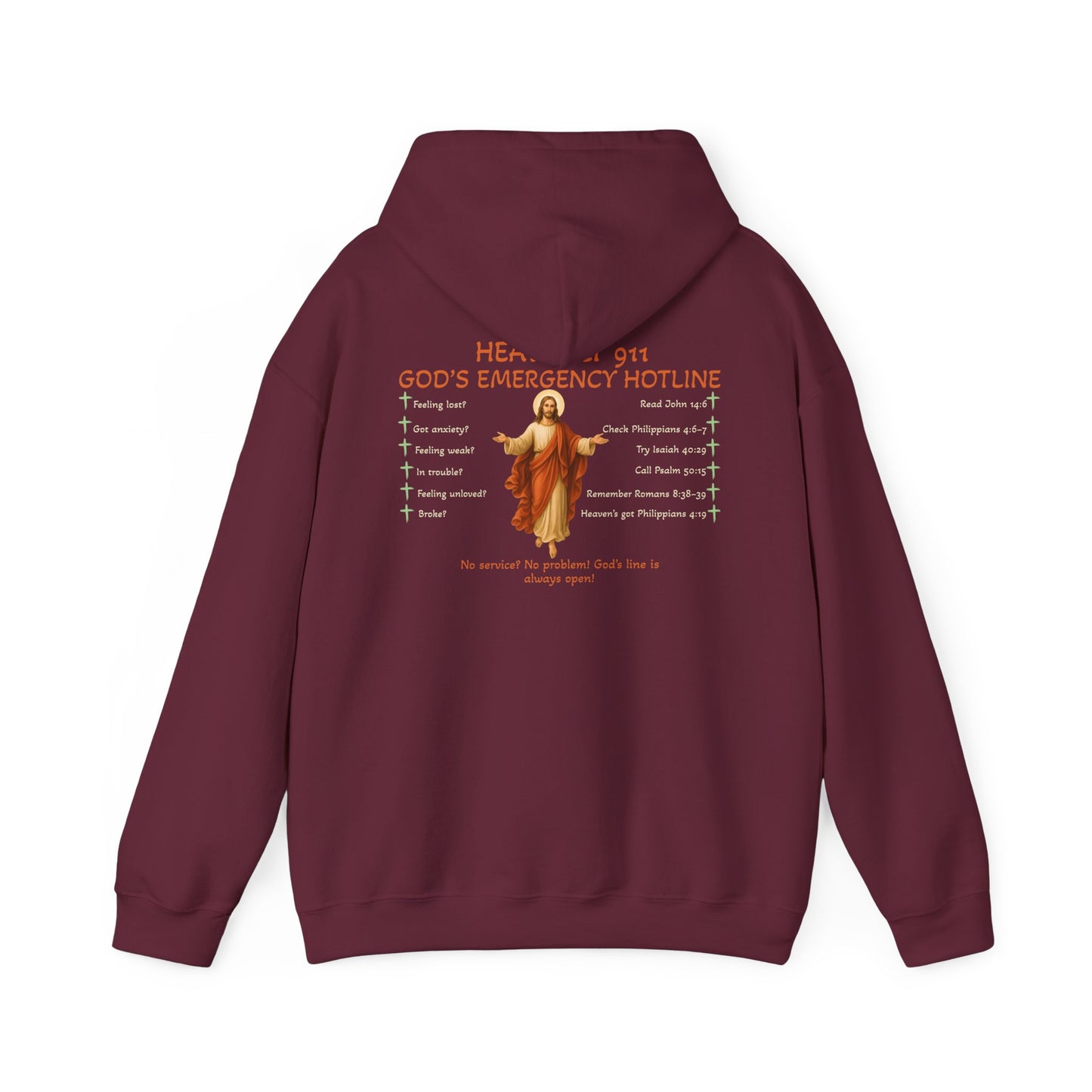 Heavenly 911 Hoodie – God’s Emergency Hotline Christian Bible Verse Pullover