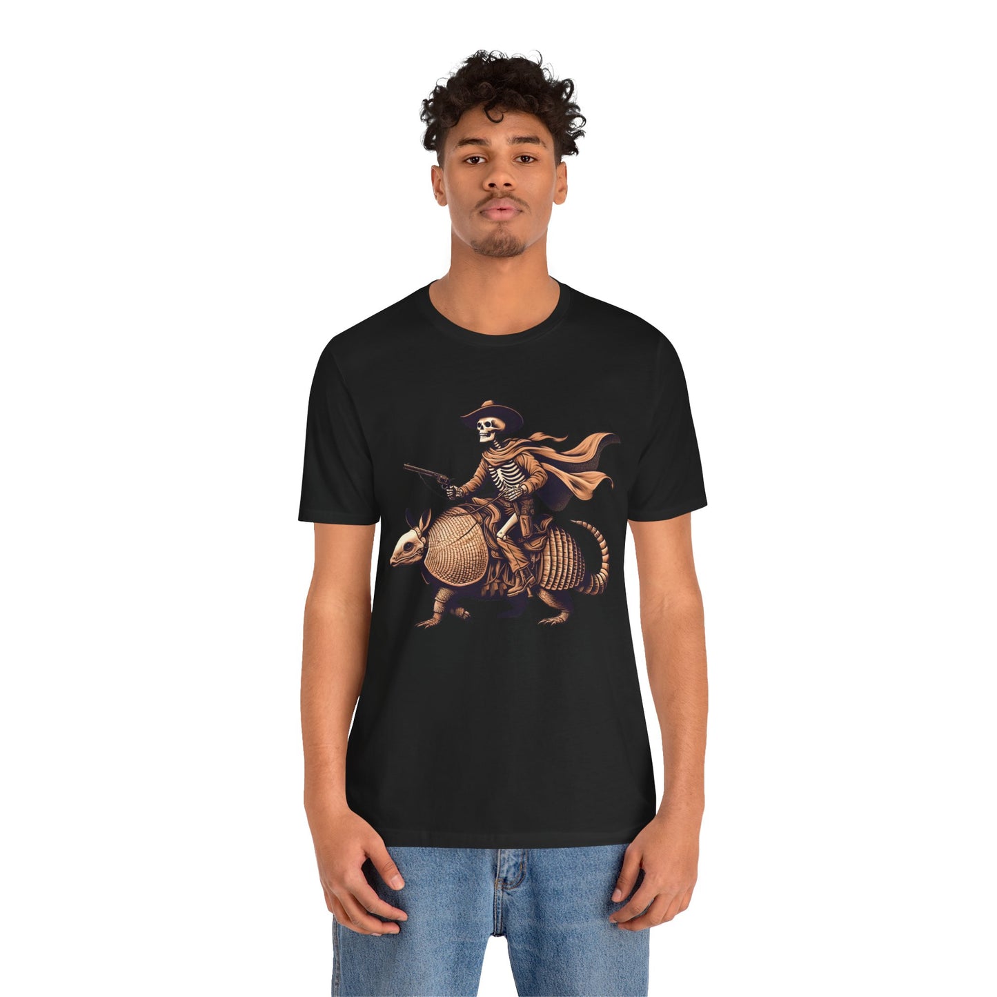 Cowboy Skeleton Riding Armadillo Shirt – Howdy Western Texas Rodeo Tee