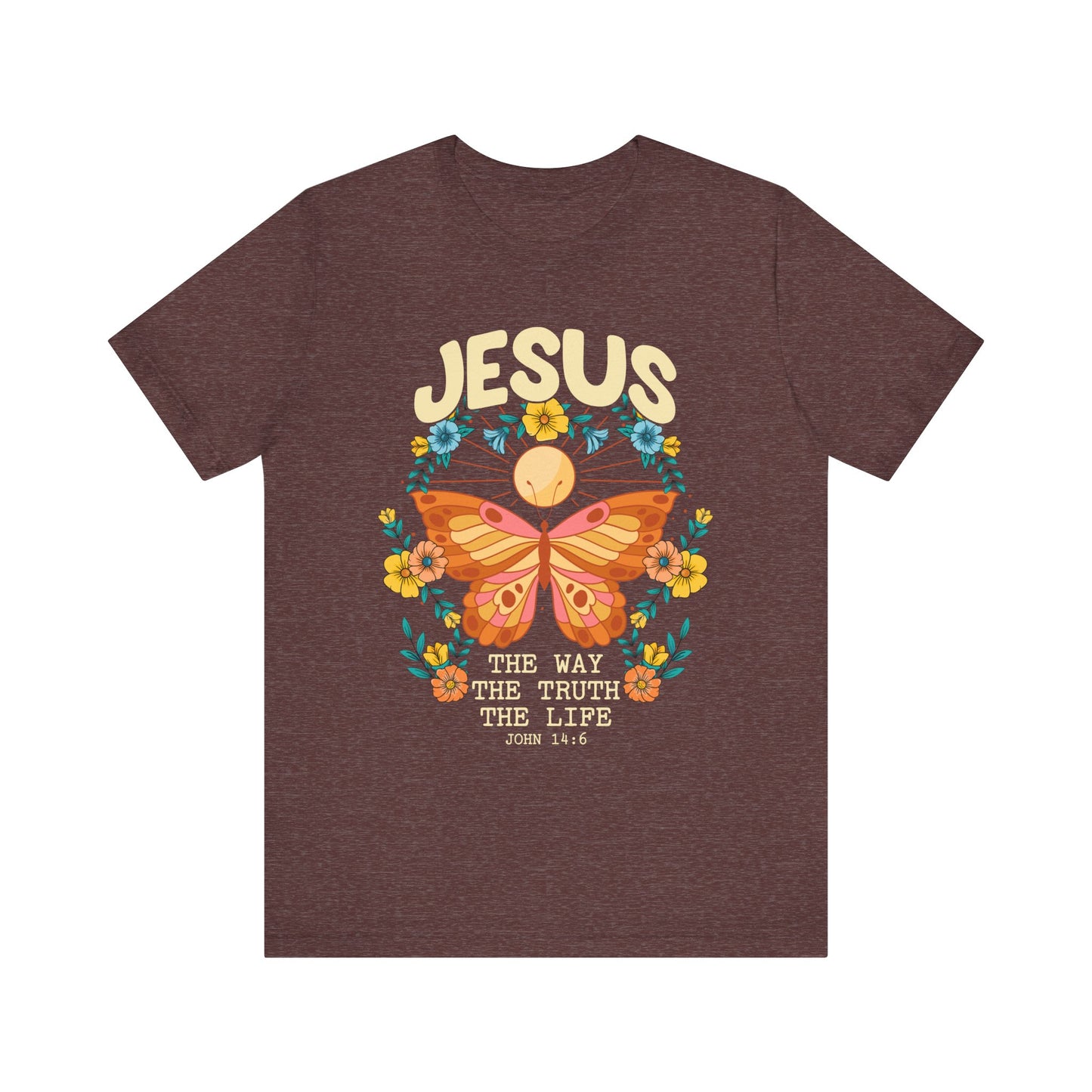 Jesus Butterfly Wildflower Shirt – John 14:6 Scripture Floral Christian Tee