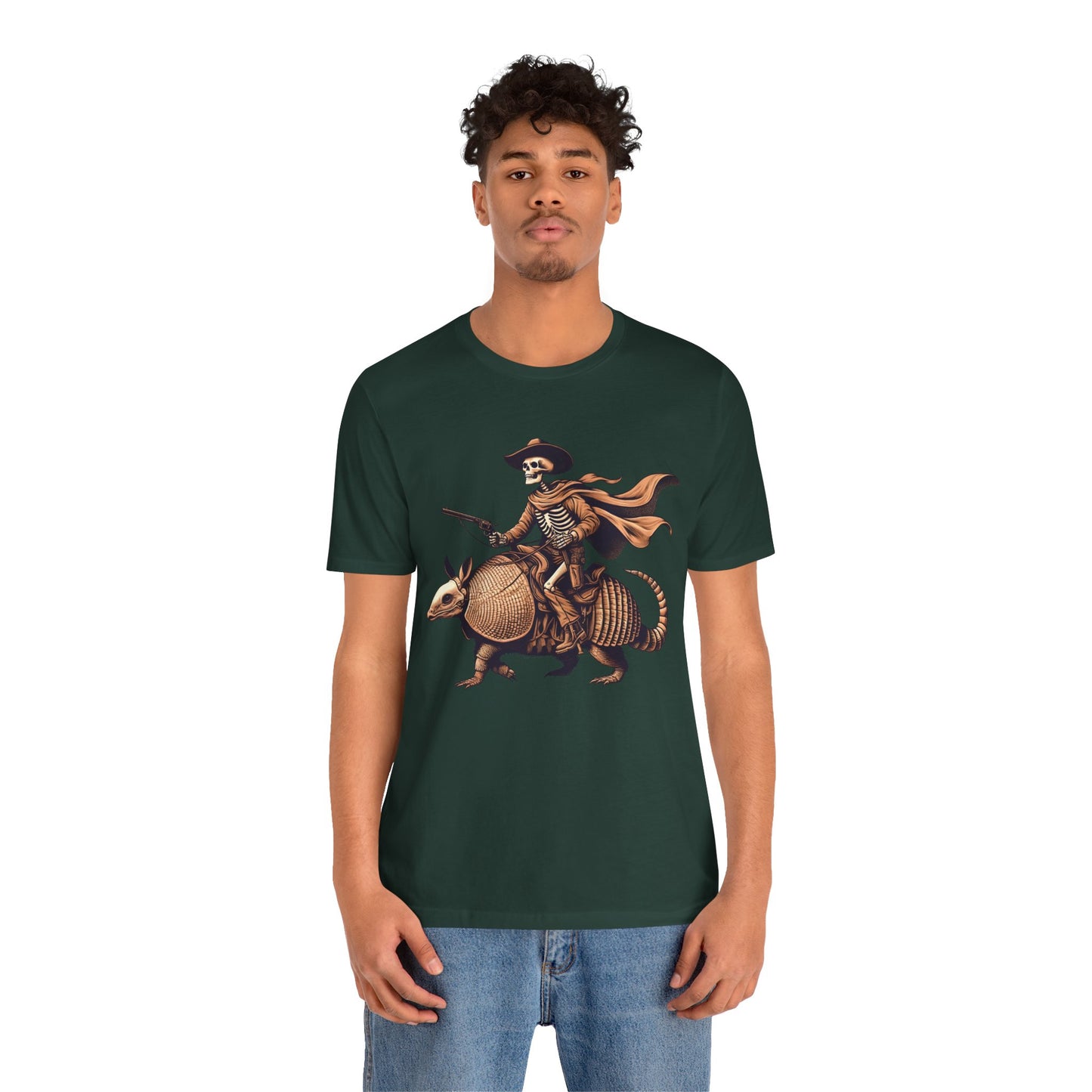 Cowboy Skeleton Riding Armadillo Shirt – Howdy Western Texas Rodeo Tee