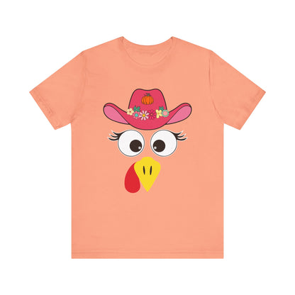 Thanksgiving Matching Couples Shirt Funny Turkey Face Cowboy Cowgirl Tee