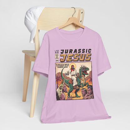 Jurassic Jesus Shirt – Dino-Riding Savior Comic Book Christian Tee