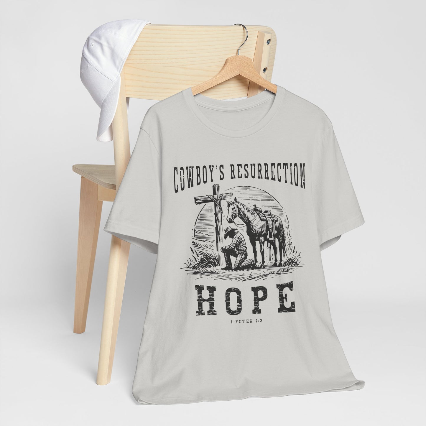 Cowboy’s Resurrection Hope Shirt – Christian Cross Western Rodeo Tee
